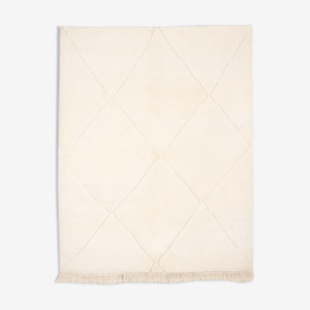 Berber carpet beni ourain ecru with diamonds in relief 221 x 189 cm