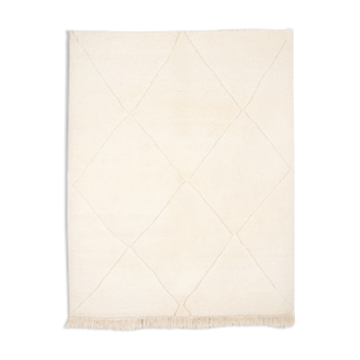 Tapis berbere beni ourain ecru avec losanges en relief 221 x 189 cm