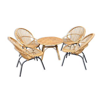Former vintage rattan lounge
