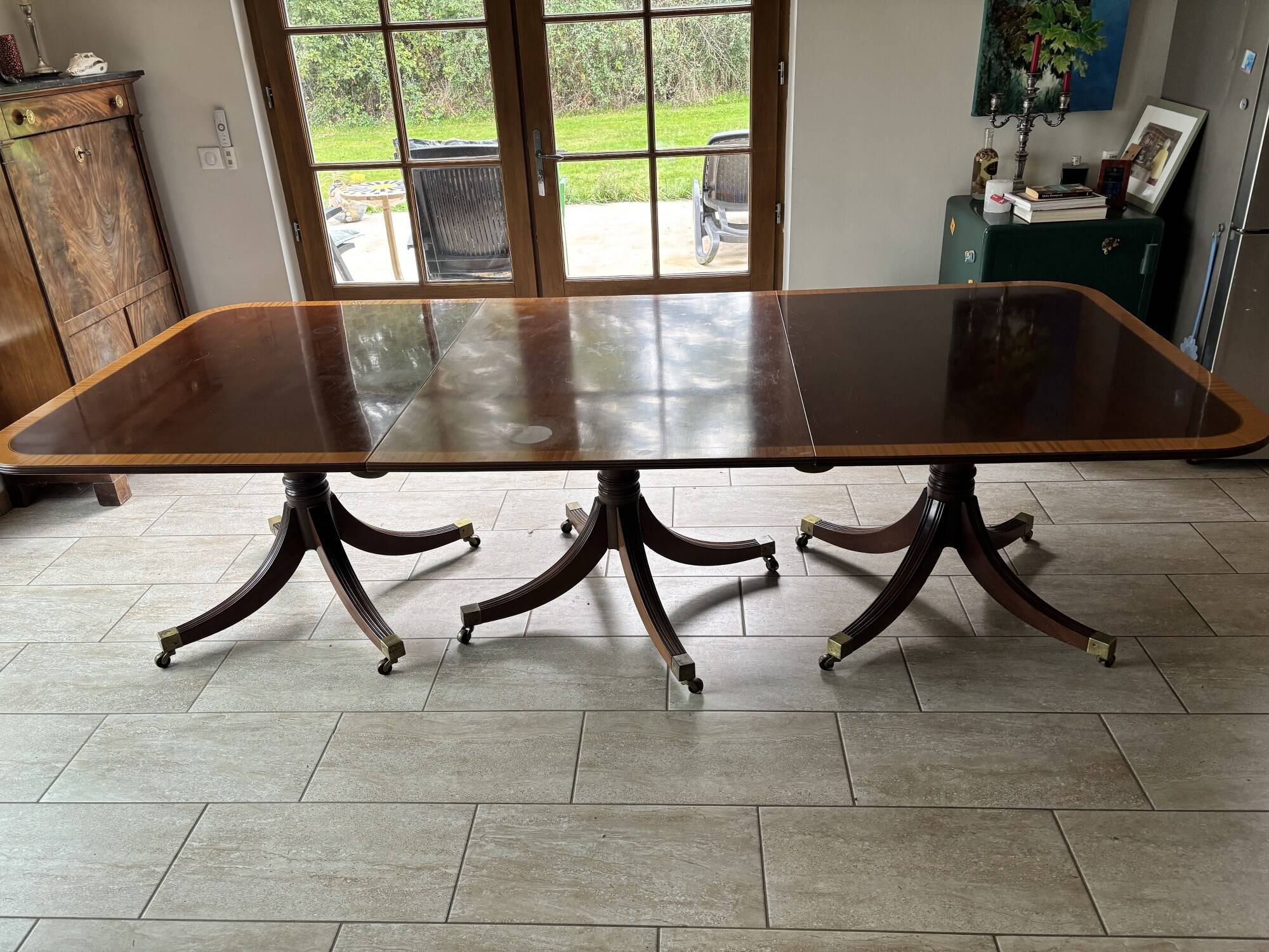 A Vintage Regency Revival very large family dining table 14 person