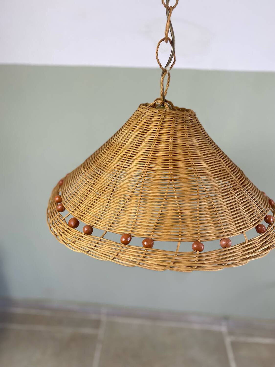 Vintage wicker pendant light