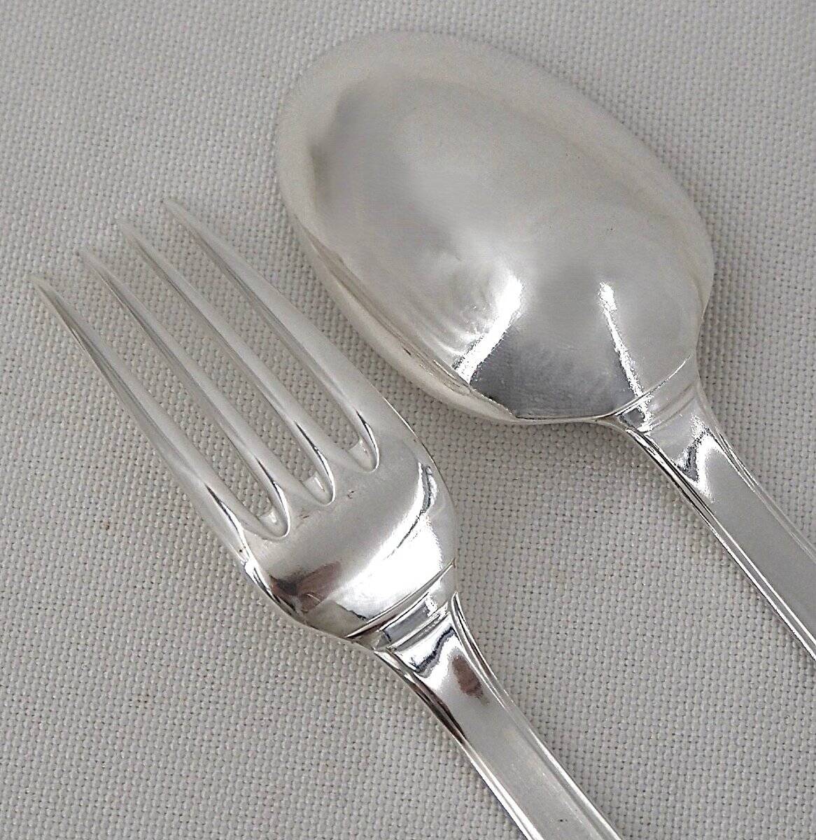 Christofle Atlas model, Art Deco, 12 dessert cutlery sets, 24 pieces, silver-plated metal.
