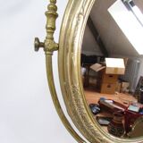 Tilting table mirror and art nouveau photo holder in bronze