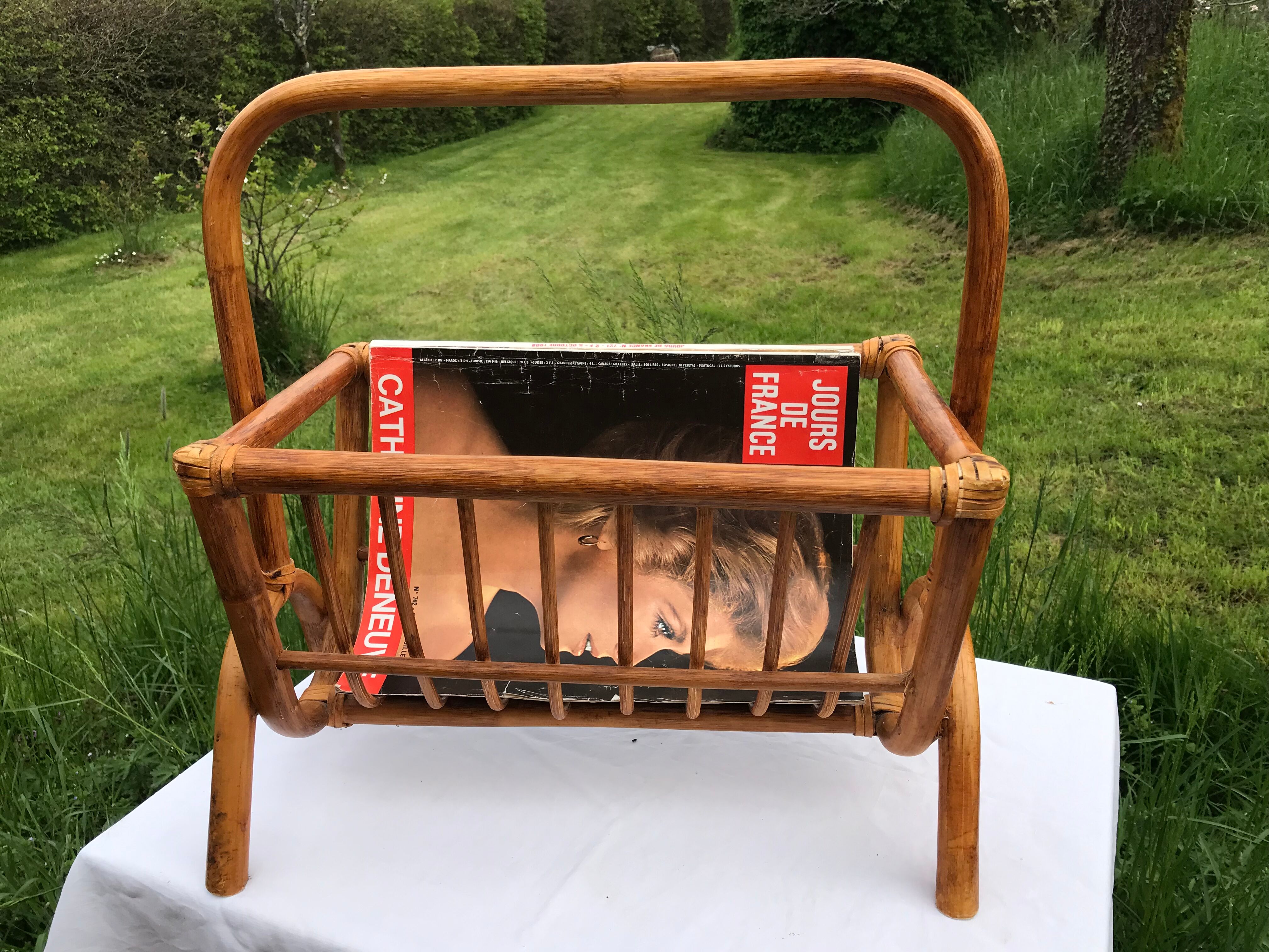 Rattan magazine holder