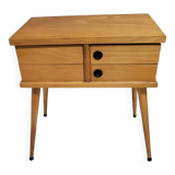 Scandinavian work table, vintage bedside table, compass legs, 1950s, 1960s