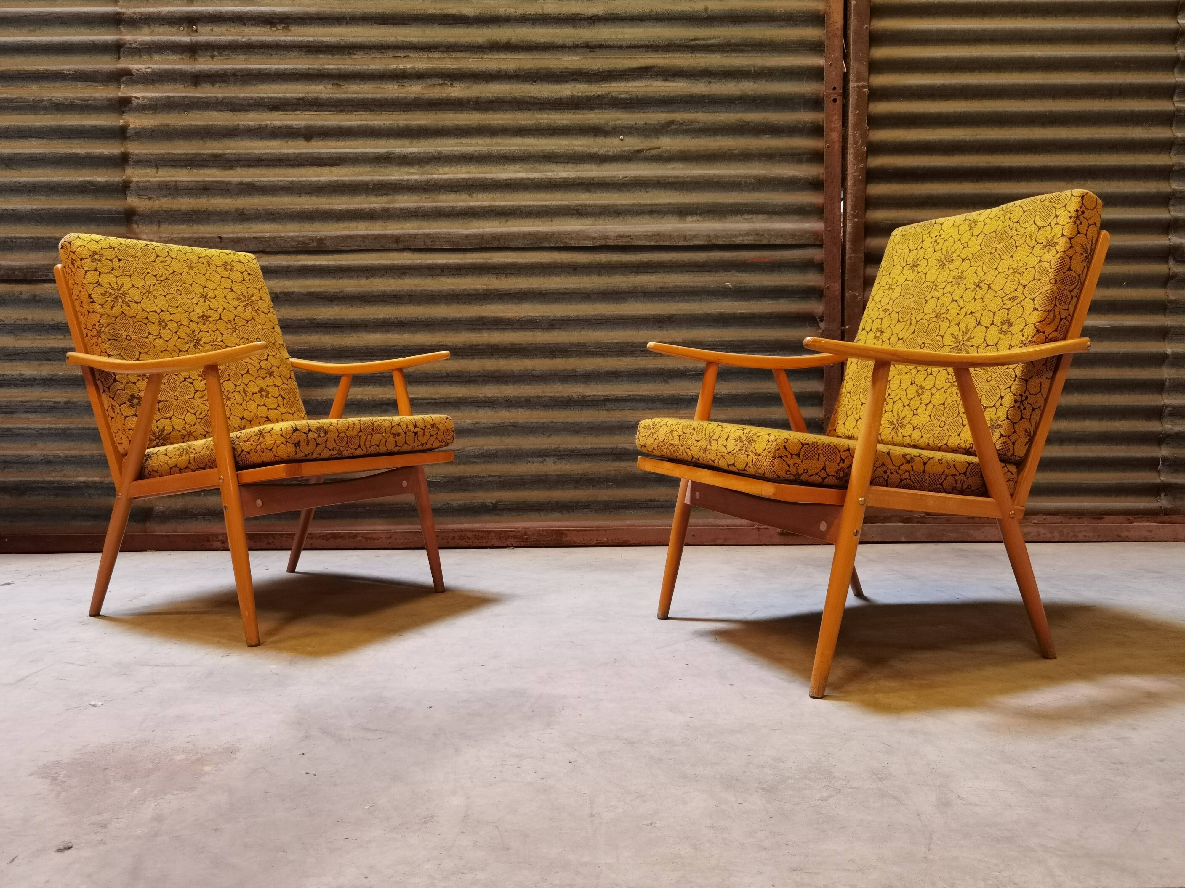 Pair of armchairs Ton Bystřice model Boomerang by Antonin Suman 1960