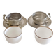 Victorian Alpaca Silver Tea or Coffee Pair of Cups and Plates, England 19th C.