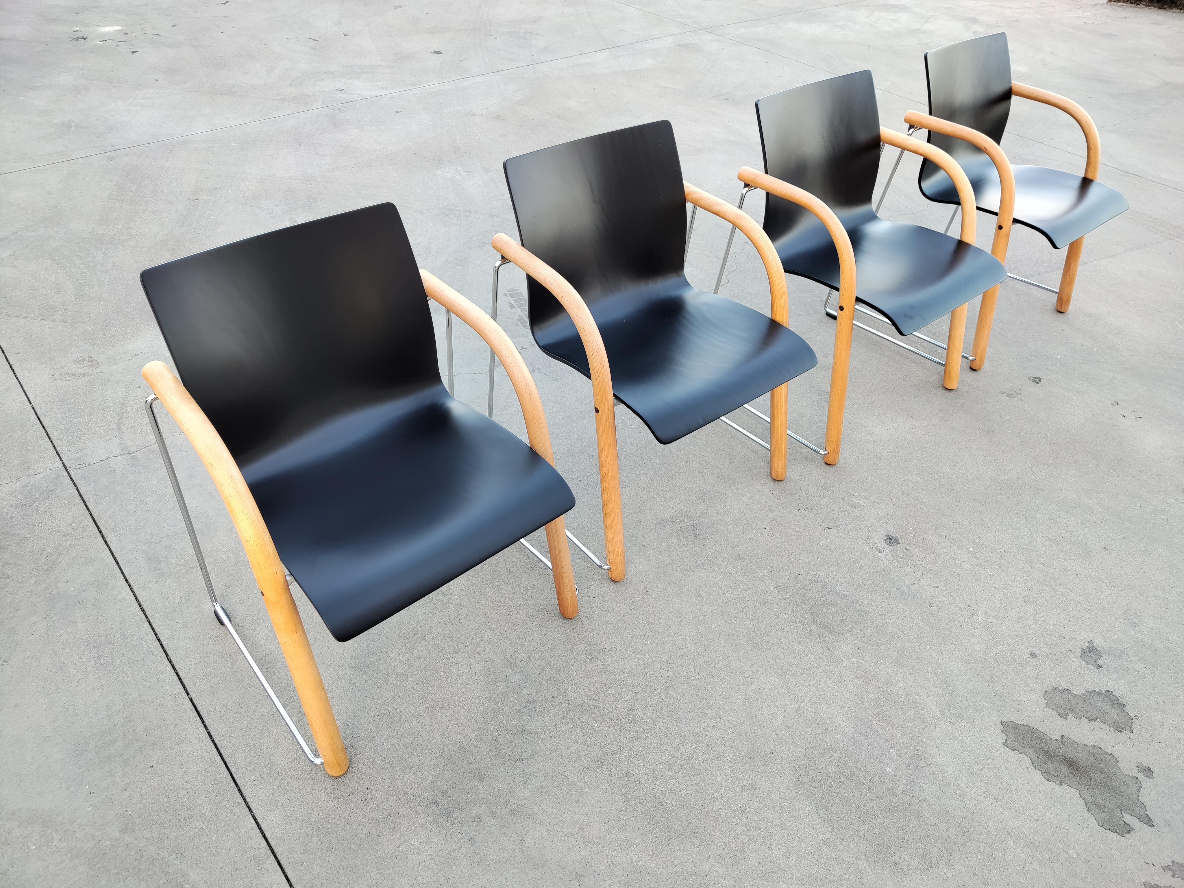 Set of 4 Thonet chairs model S320 renovated by Wulf Schneider and Ulrich Bohme, 1984