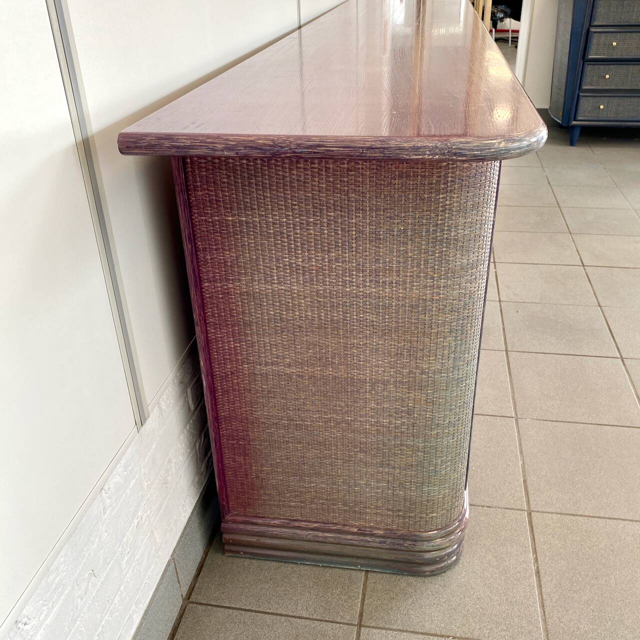 ROBERTI RATTAN PINK/PURPLE SIDEBOARD - ITALY 1990'S