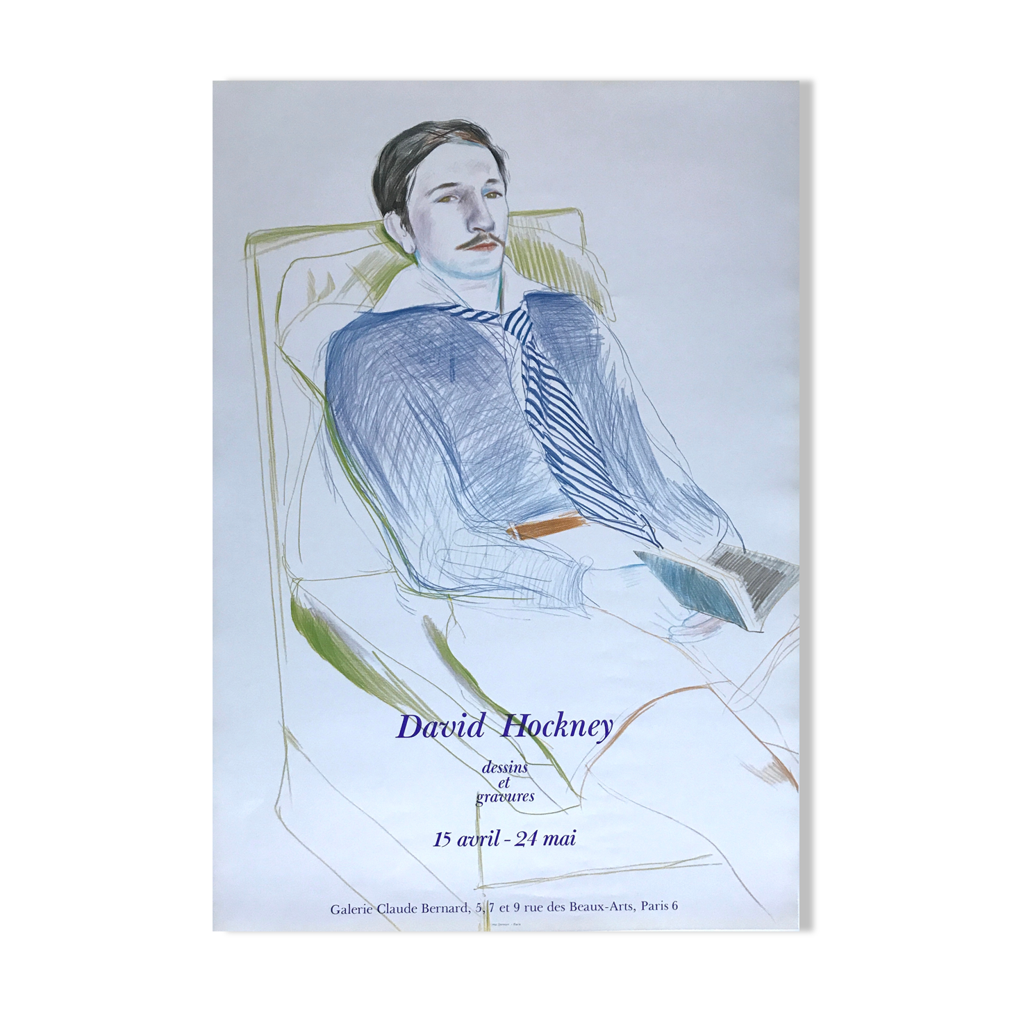 David hockney, galerie claude bernard, 1975. affiche originale d'exposition
