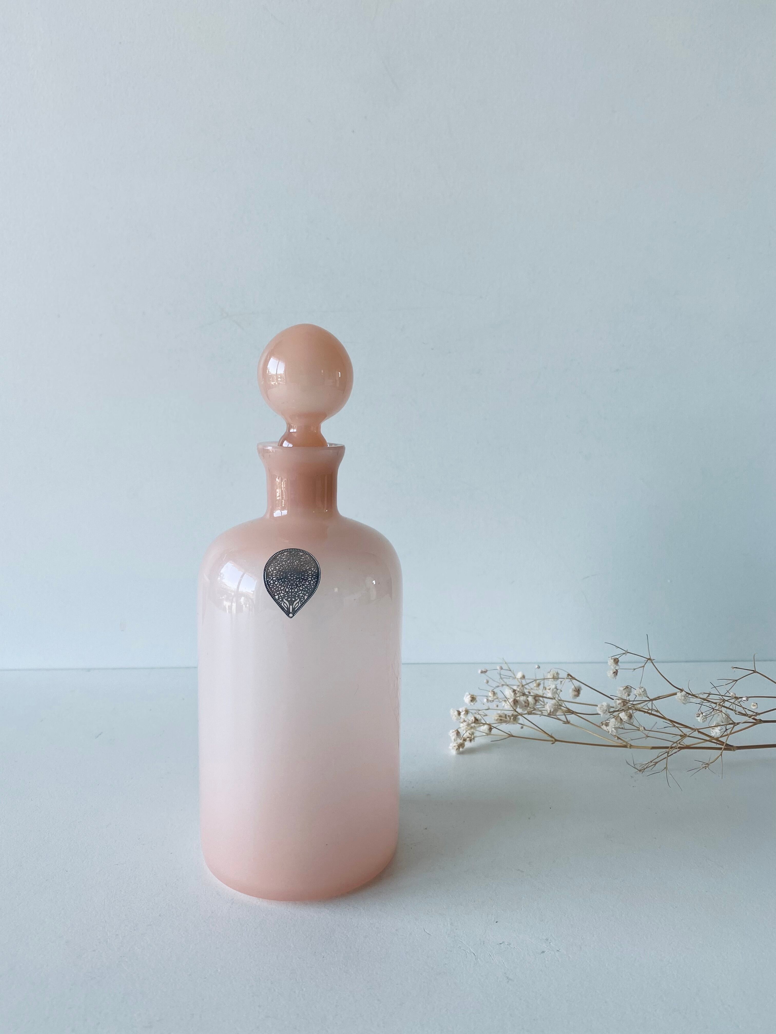 Powder pink opaline flask