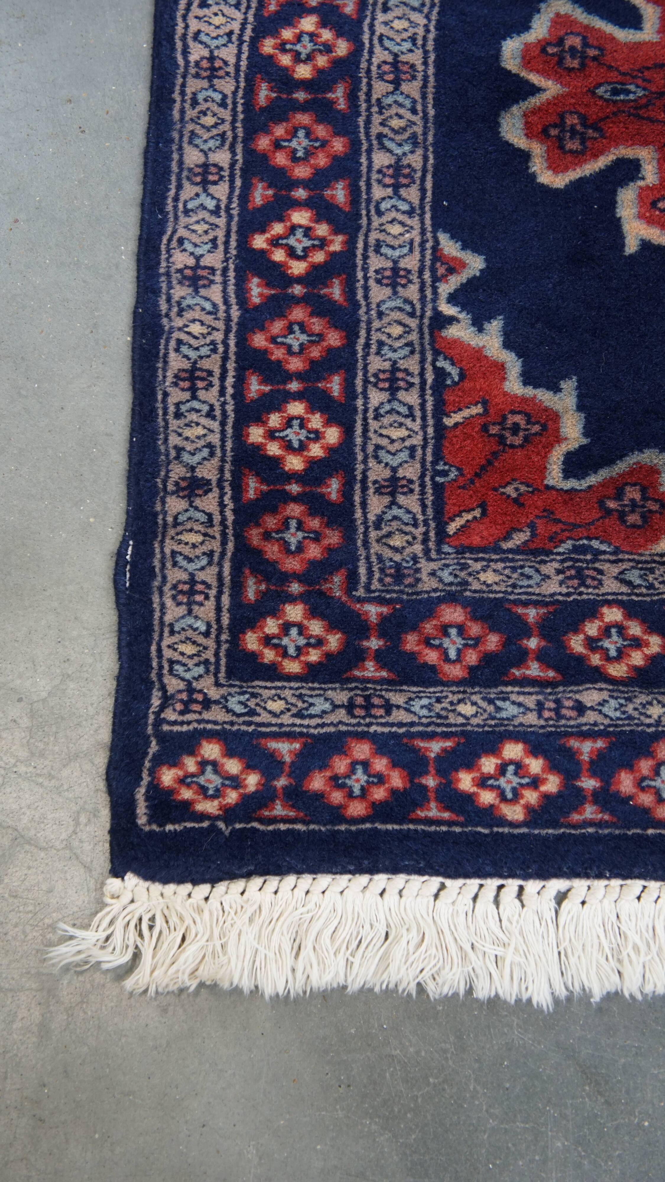 Wool Rug in Dark Blue – 139x66 cm