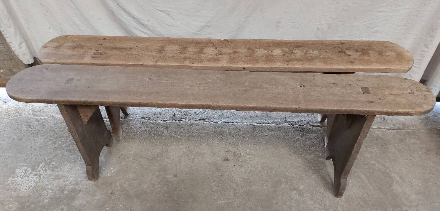Lot of old wooden benches