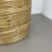 xl 31 cm, rare rattan and brass waste basket in the Crespi-Albini style, Italy 1970