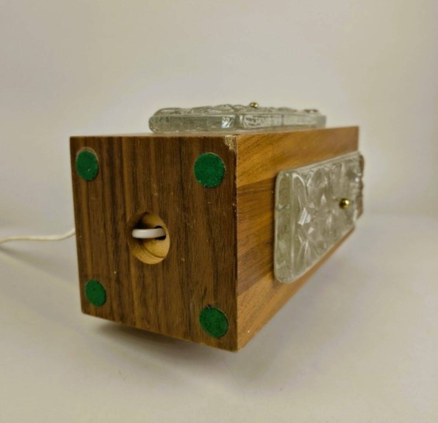 Vintage teak wood and glass lamp by Ateljé Glas & Trä, Sweden 1960s