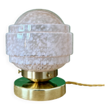 Vintage glass globe table lamp in pink from Clichy.