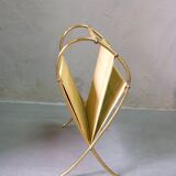 Mid-Century Modern Brass and Bamboo Magazine Rack, Austria 1950s