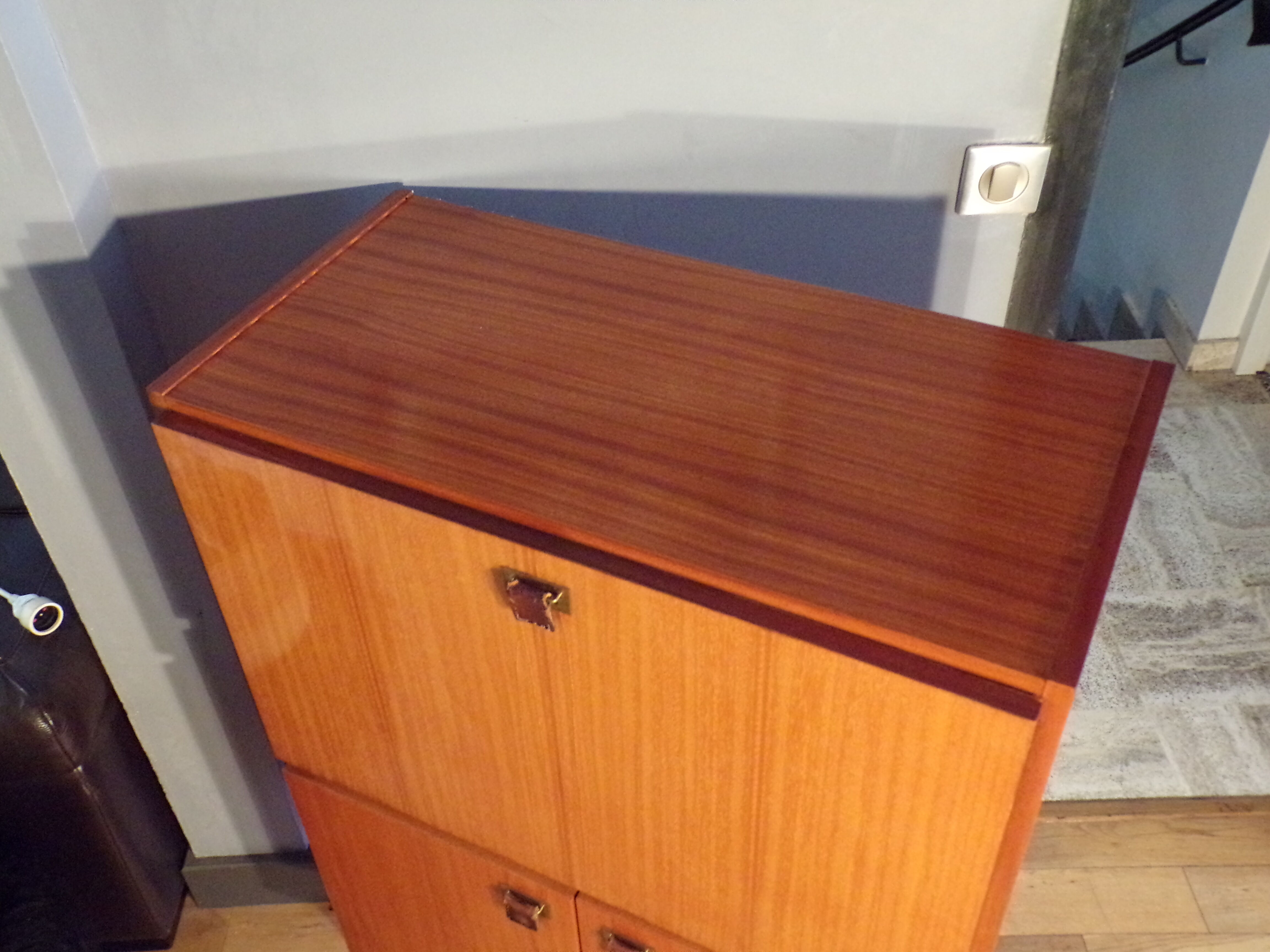 Vintage teak and leather secretary