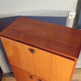 Vintage teak and leather secretary
