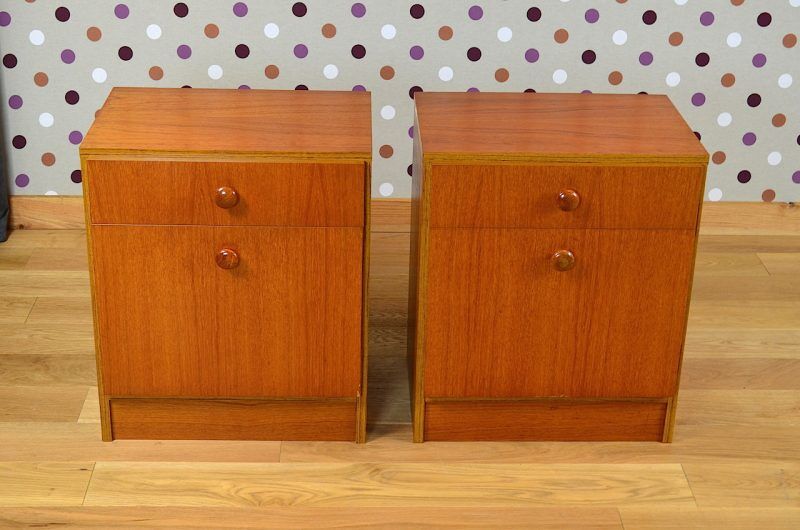 Pair of nightstands Vintage teak Scandinavian Design 1965