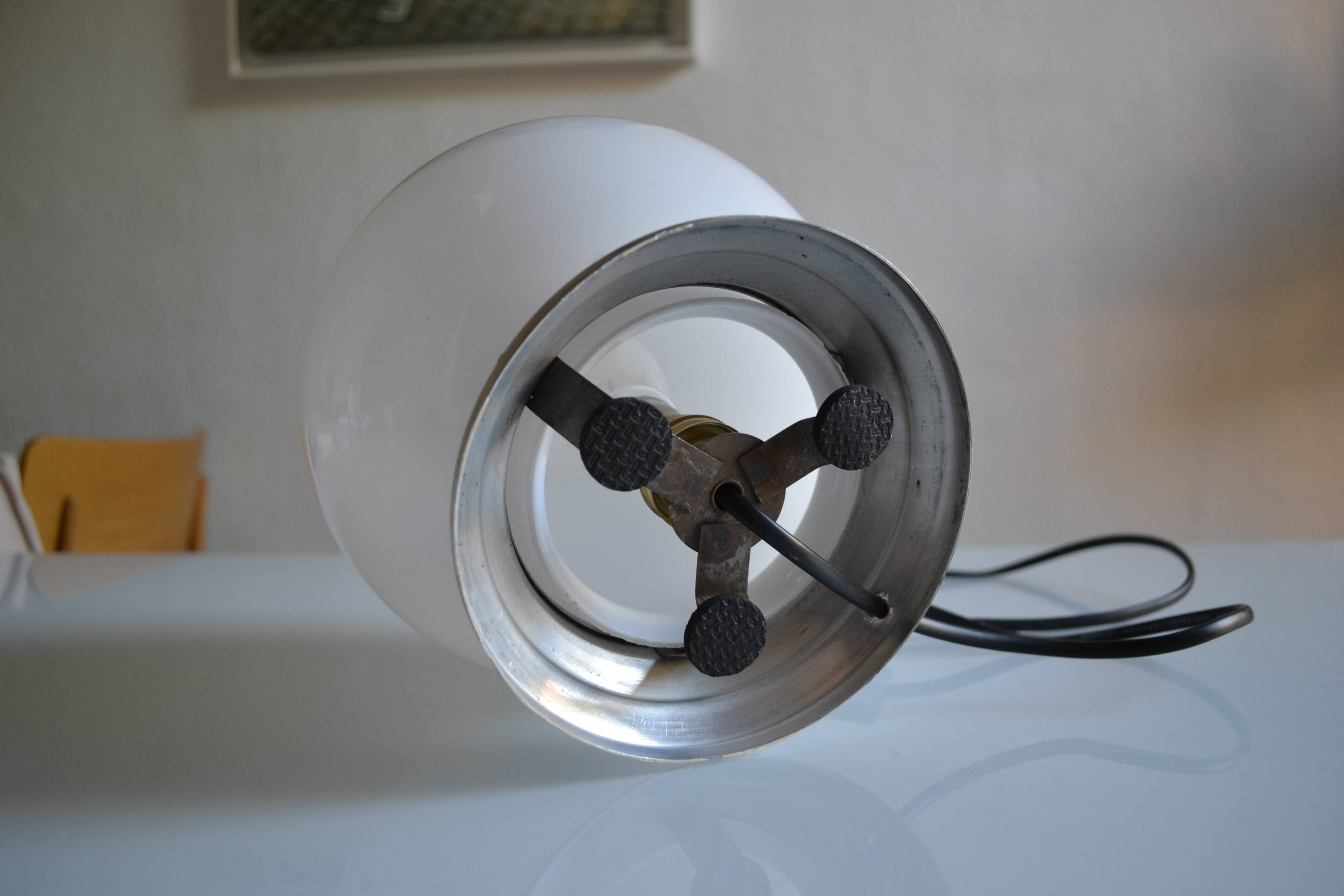 Art Deco table lamp with white opaline glass globe