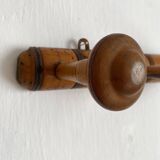Antique turned wood wall coat rack