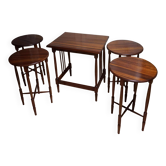 Table d'appoint vintage empilable ou imbriquable, 5 en 1 pour servir, café, vin.