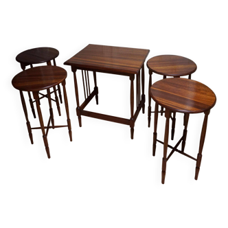 Vintage nesting or stacking serving, coffee, wine side table,  5 in 1