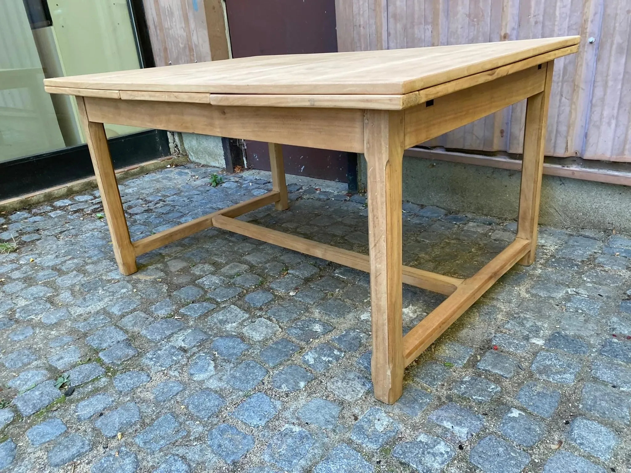 Renovated extendable farmhouse table in solid wood 140-240cm 1960