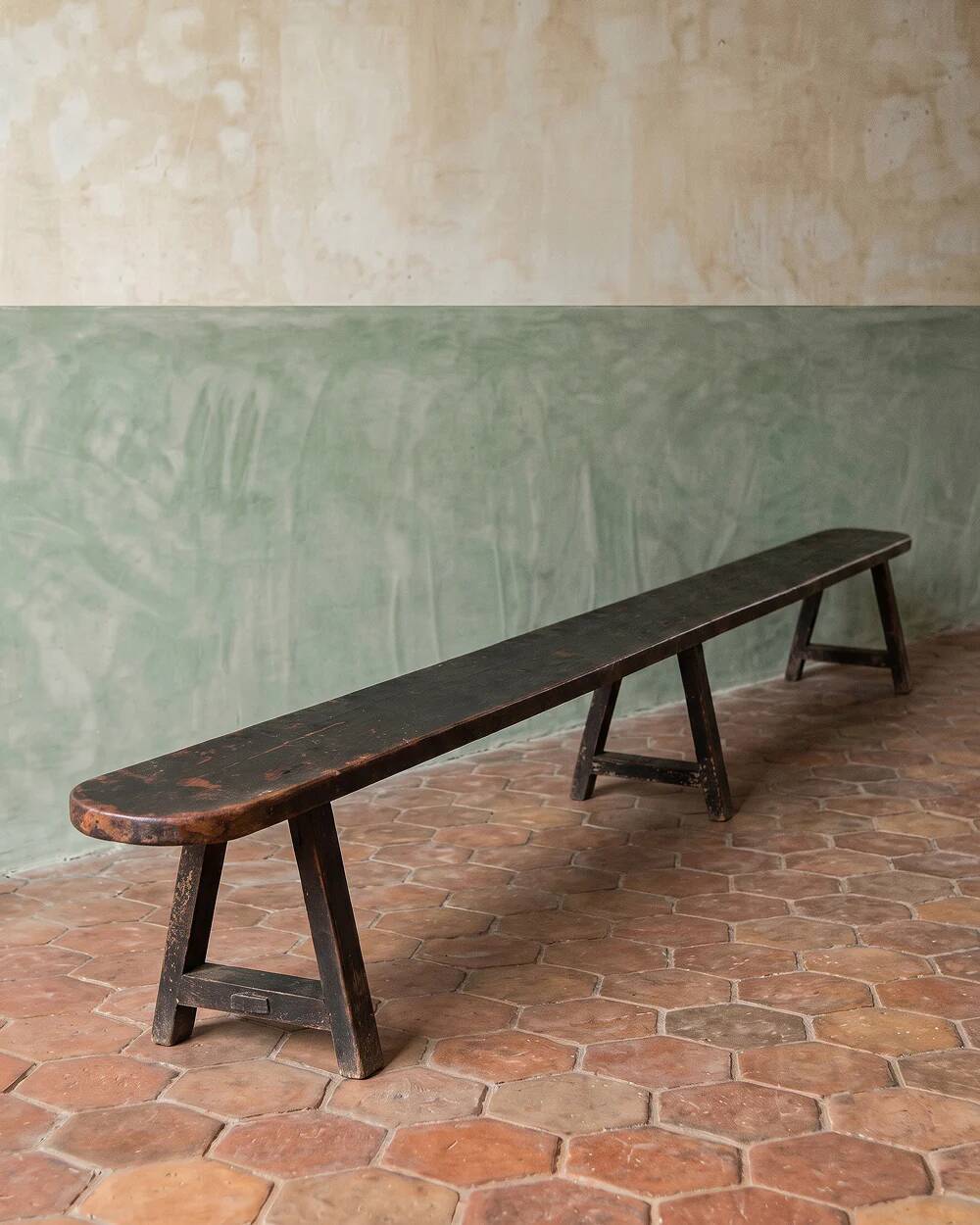 Old French provincial wooden bench, no. 1 | 335 cm