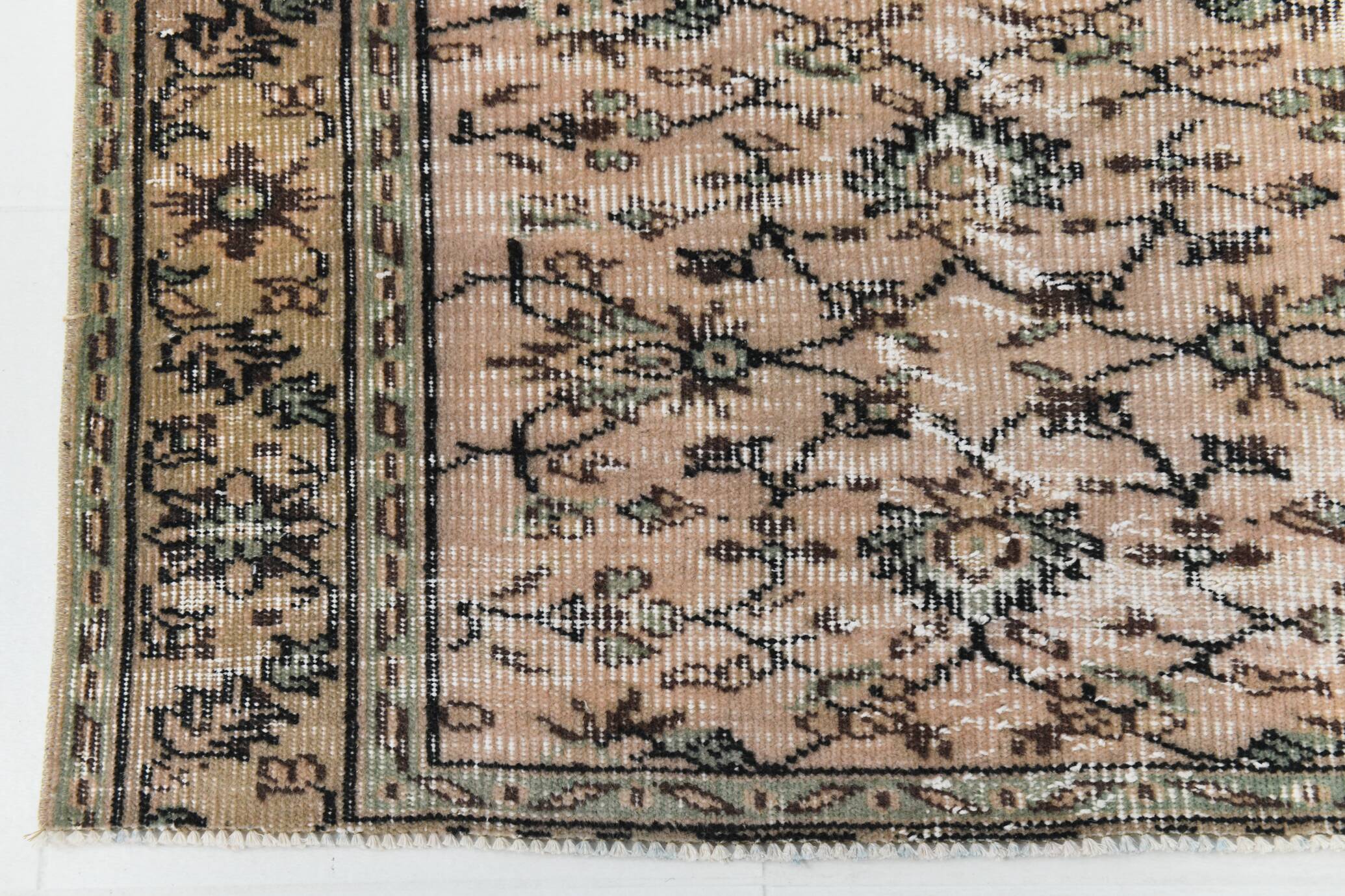 Light Blush Pink All-over Floral Vintage Rug, 188x276Cm