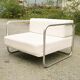 Fauteuil chromé et simili cuir blanc 1970