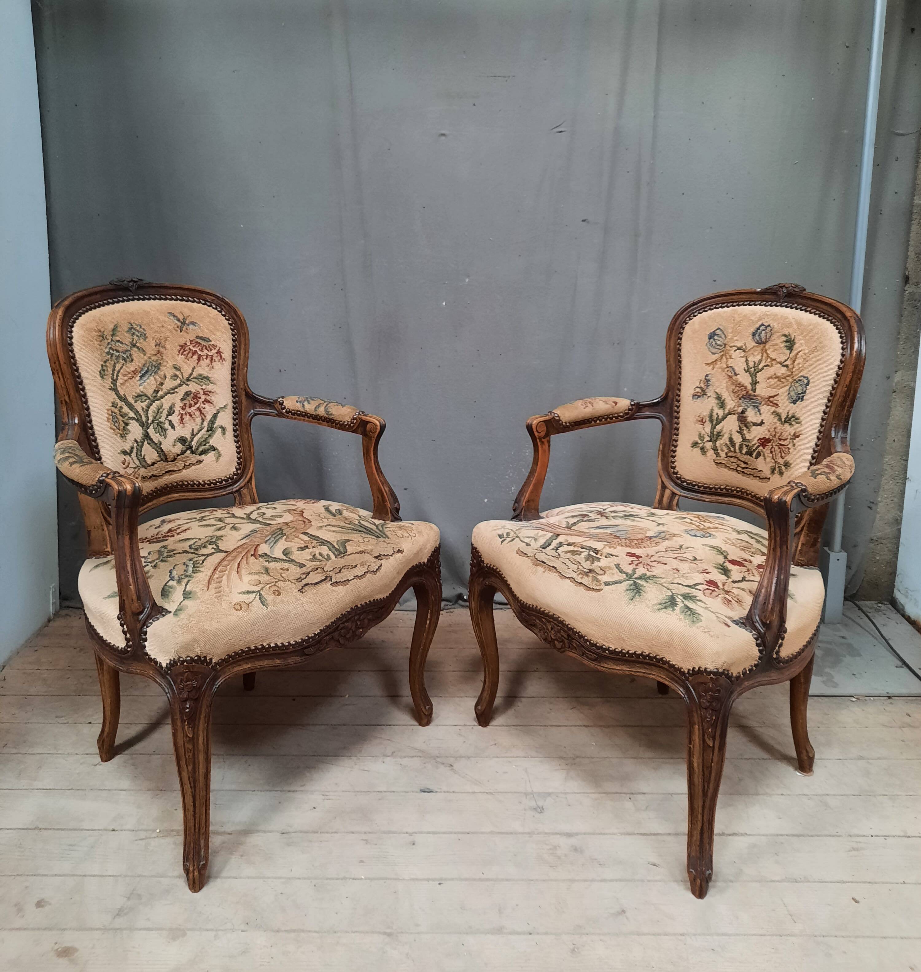 Pair of Louis XV style canriolet