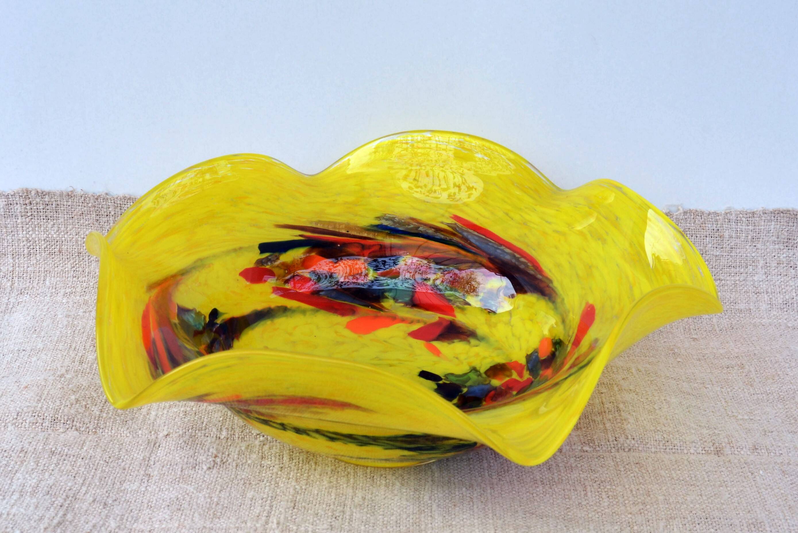 Mid Century Center Multicolored Table Bowl Murano Glass