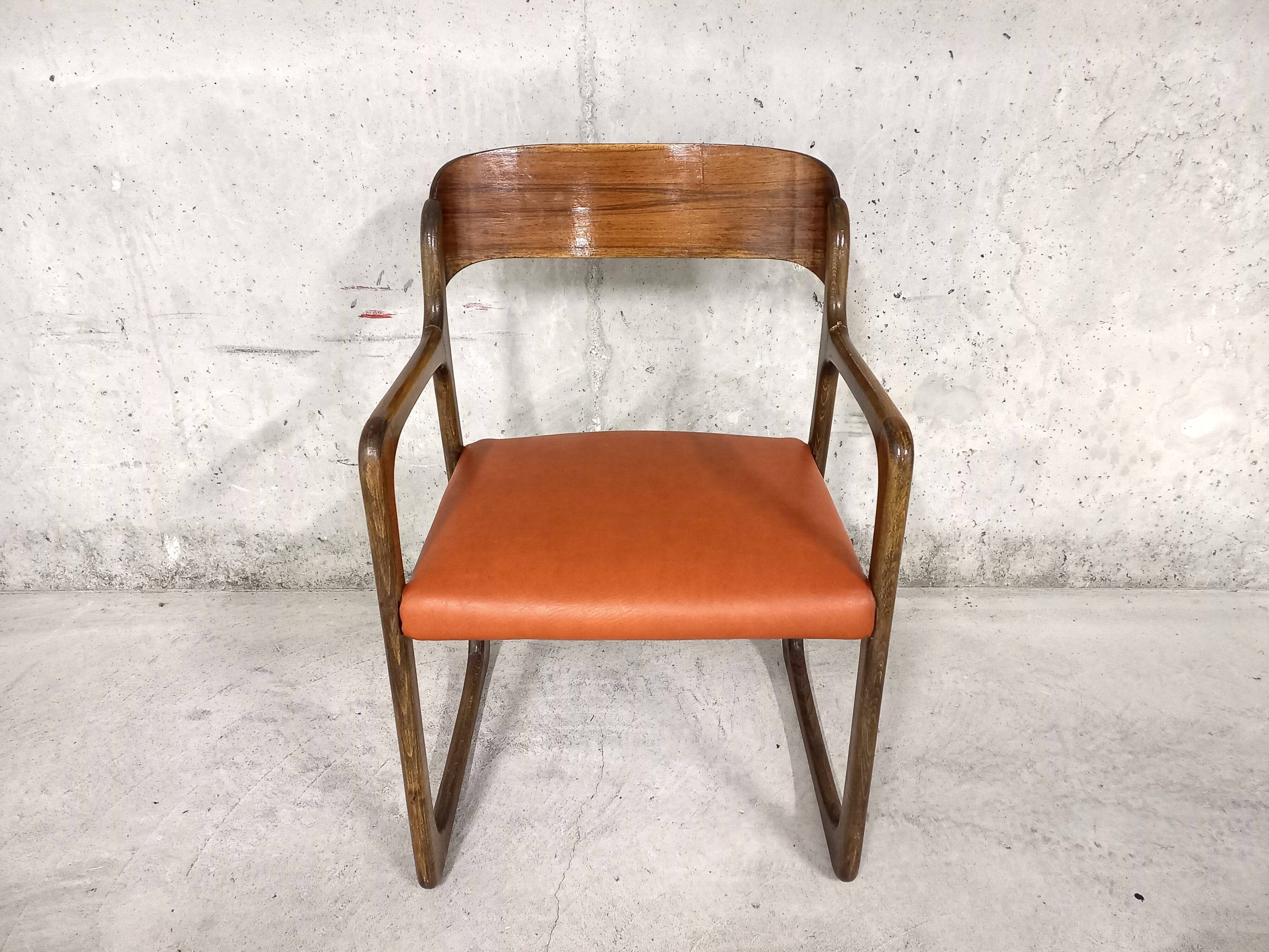 Vintage sleigh armchair brand Baumann 70s