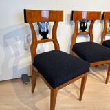 German Biedermeier Chairs in Cherry Veneer, 1830, Set of 4