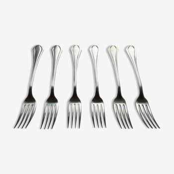 6 fourchettes à entremets métal argenté modèle Printania, Christofle