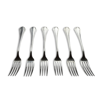 Christofle, 6 forks with silver metal desserts model Printania
