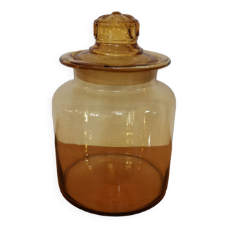 Vintage clear amber glass jar gump's department store