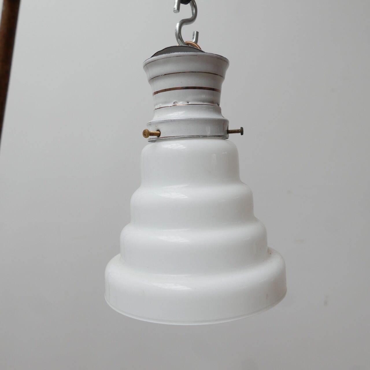 Antique stepped opaline glass pendant light