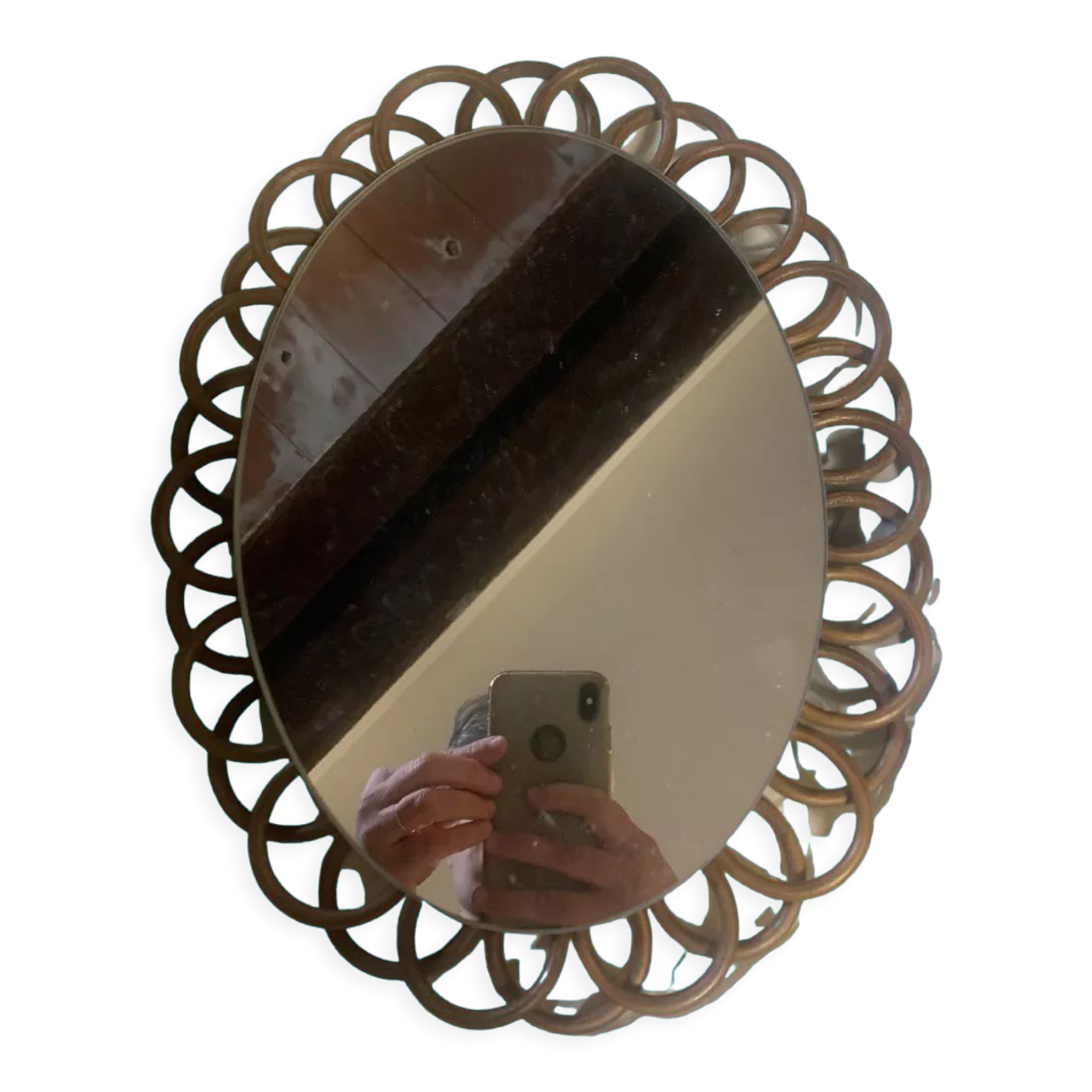 Vintage rattan mirror 27x34cm
