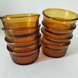Set of 8 Duralex amber-colored ramekins