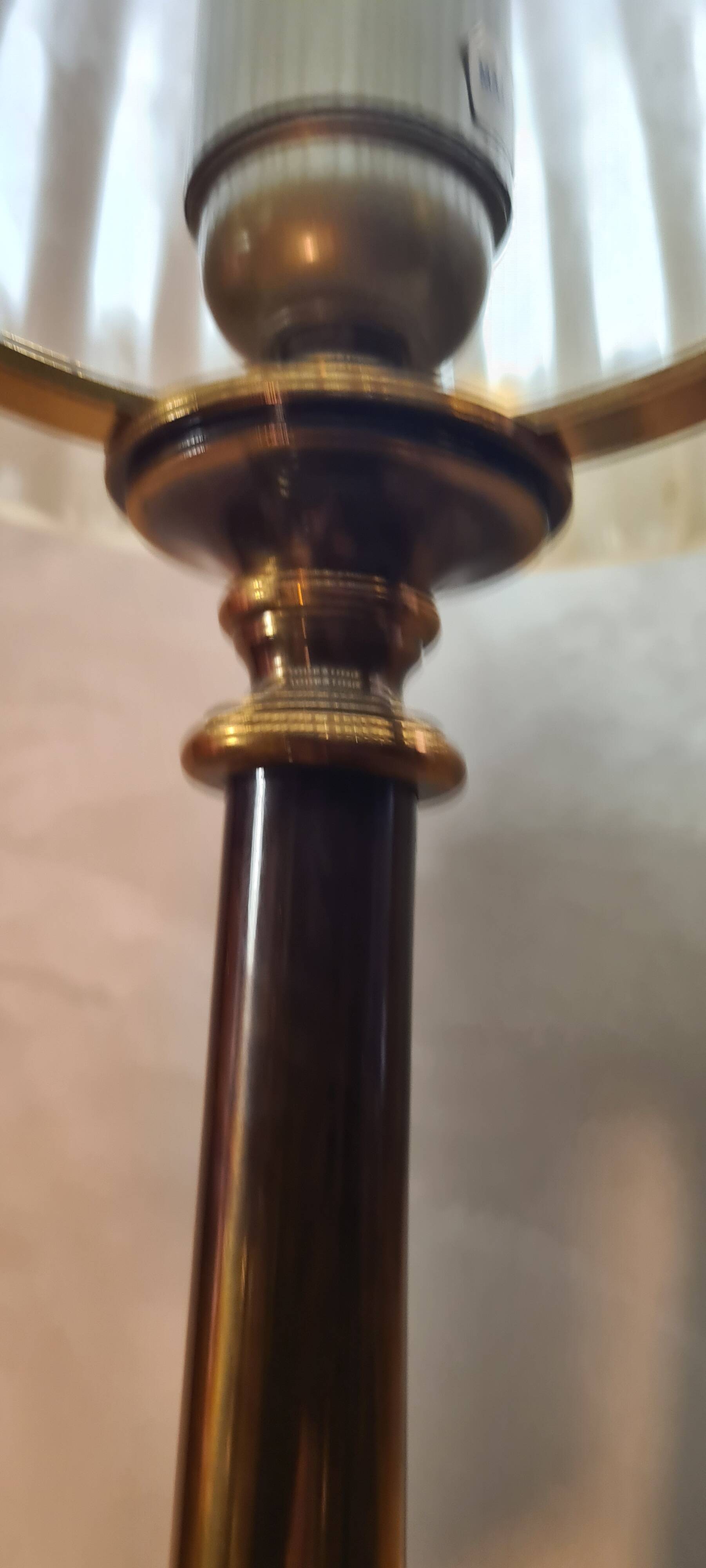 Very large brass and bronze lamp 1920 and opaque glass dome 55x20 4klg