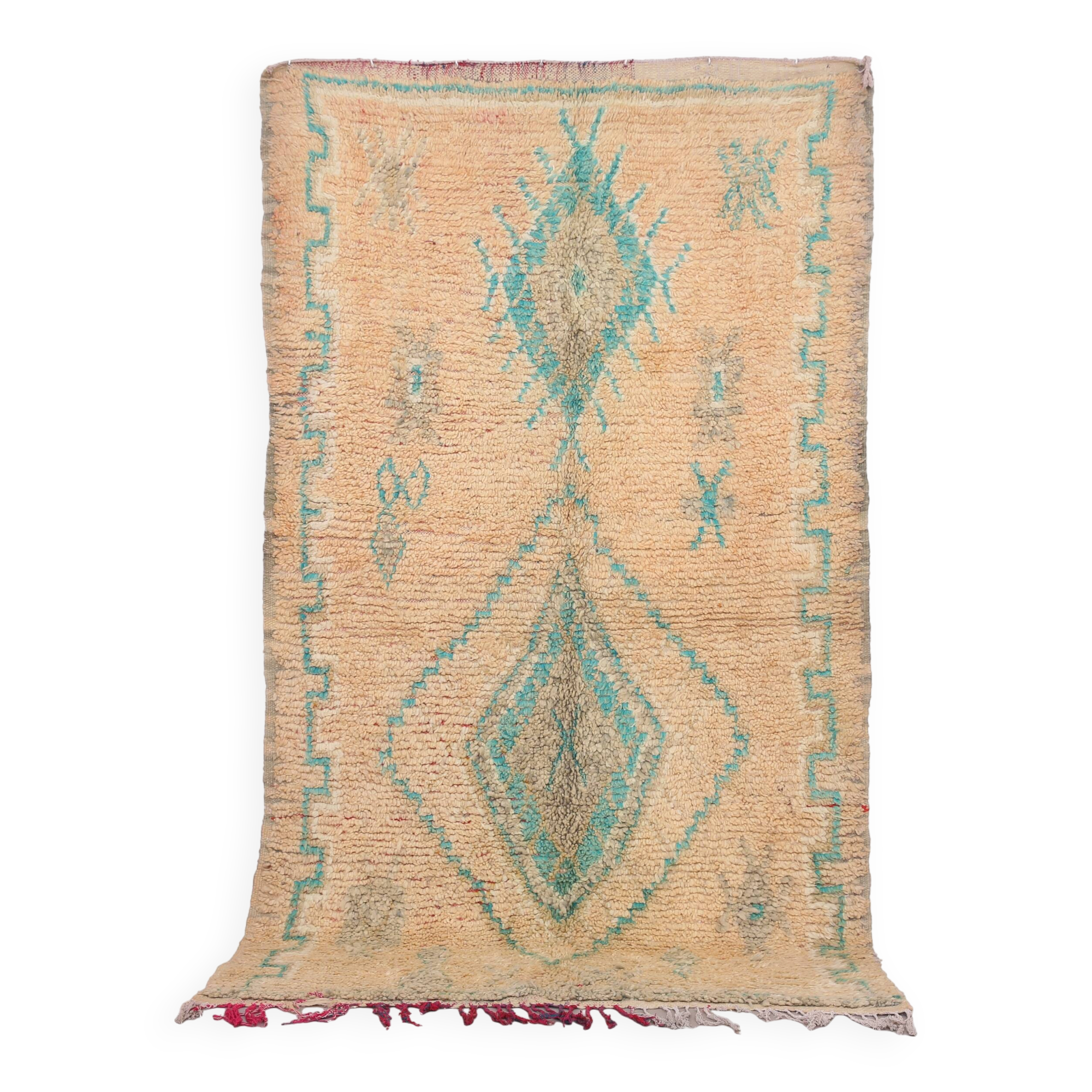 Peach & Turquoise vintage moroccan rug 143 x 249 cm - Berber Rug Handmade