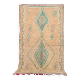 Tapis vintage marocain en laine pêche et turquoise