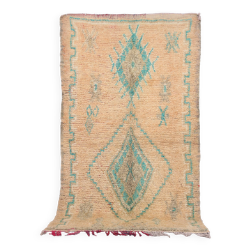 Tapis vintage marocain en laine pêche et turquoise