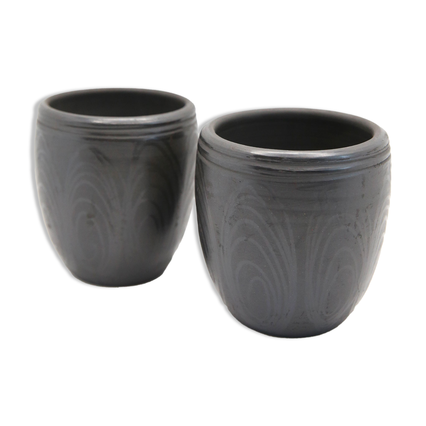 Set of 2 glasses in intense black ceramic from Romania