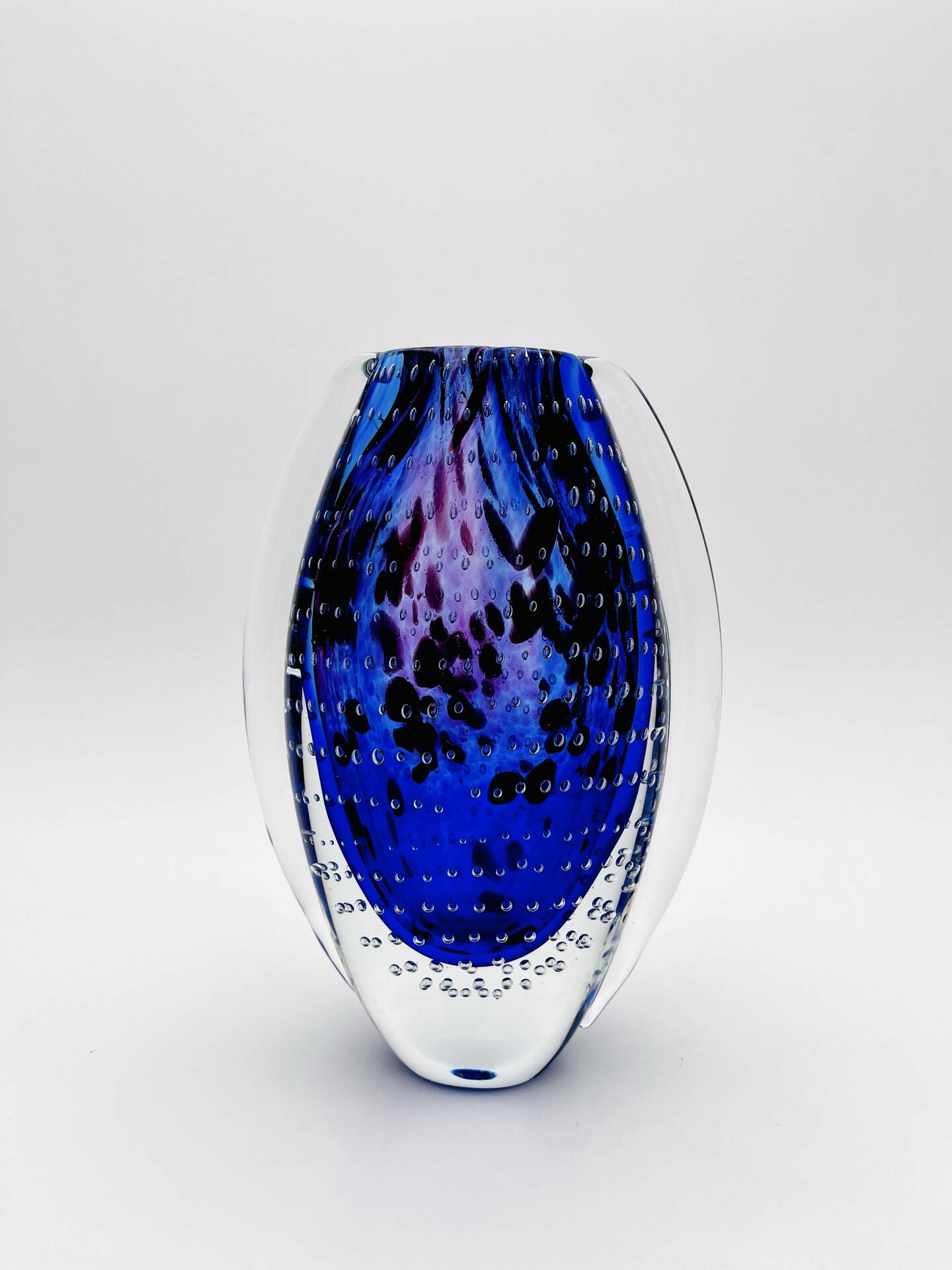 Murano Vase Sommerso Bullicante Cobalt Blue 1960s