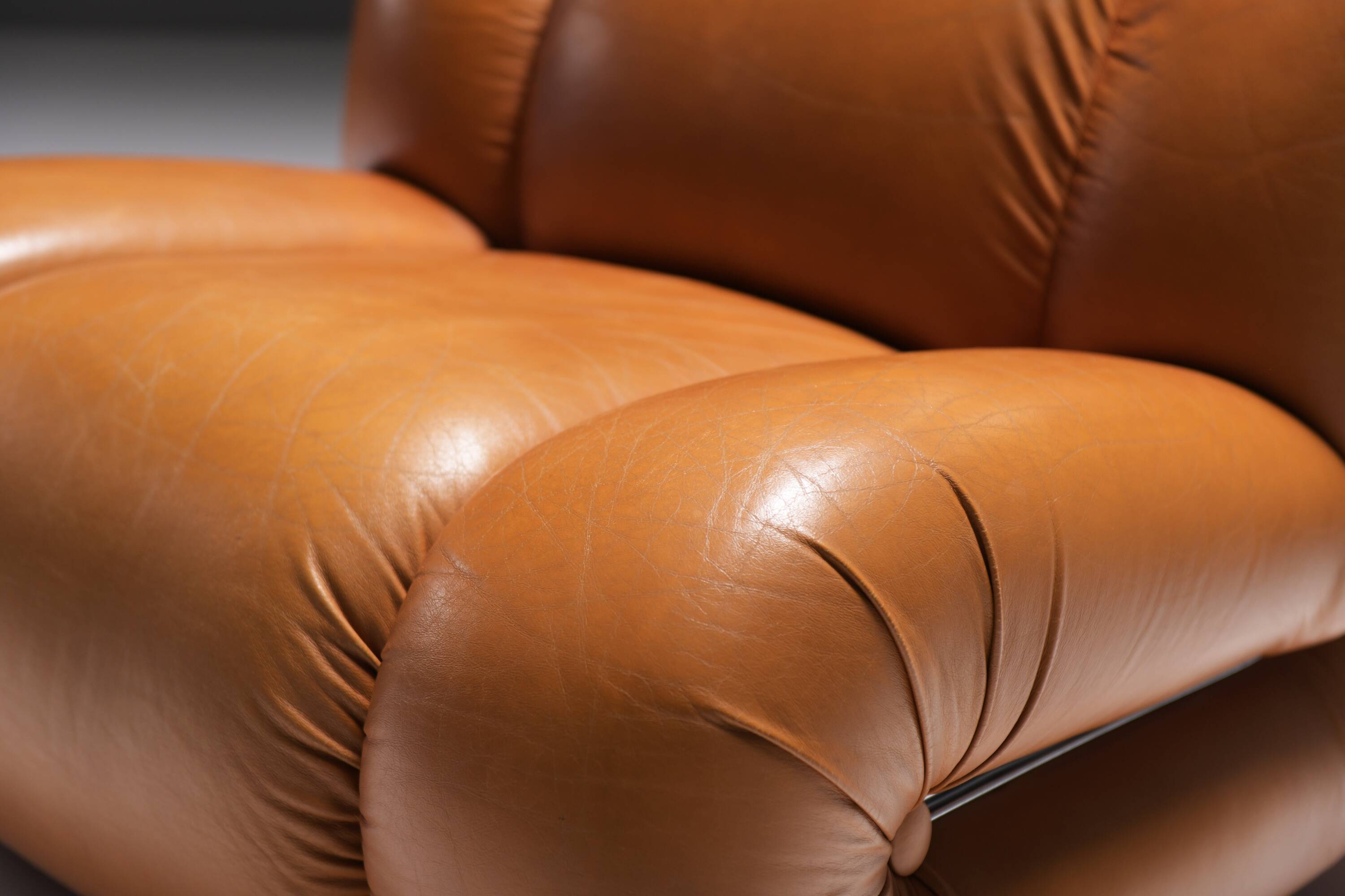 Velasquez Vintage Lounge Chair in Cognac Leather by Mimo Padova Italy