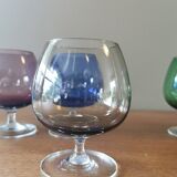 Suite of 6 multicolored vintage stemmed glasses
